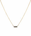 14k mini bar necklace with black rose cut diamonds