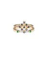 14k gold diamond shaped ring with black rose cut diamonds