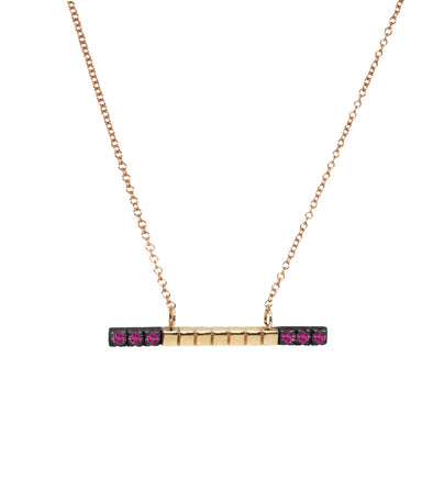 14k gold bar necklace set with rubies