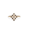 14k gold diamond-shaped ring with black rose cut diamonds