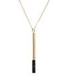 14k long bar necklace with black rose cut diamonds