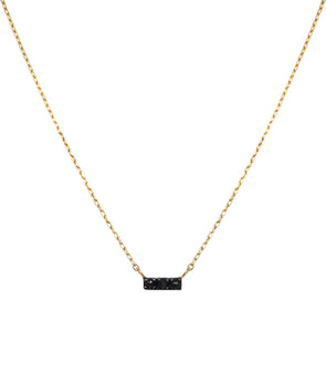 Blackened silver mini bar necklace with black rose cut diamonds