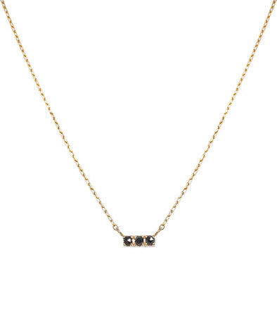 14k mini bar necklace with black rose cut diamonds