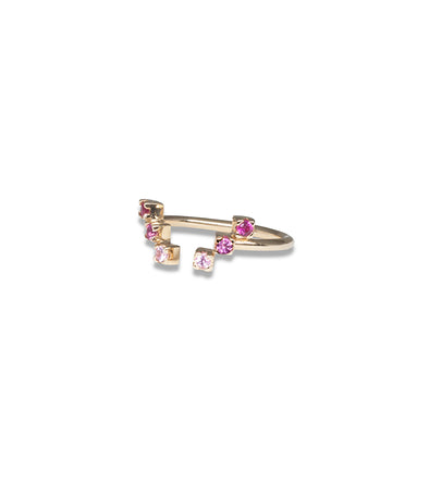 Pink sapphire and ruby step ring in 14k gold 