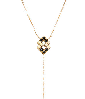 14k lariat necklace with black rose cut diamonds