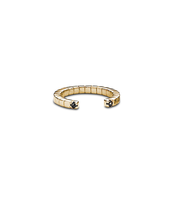 14k split band ring with black rose cut diamonds