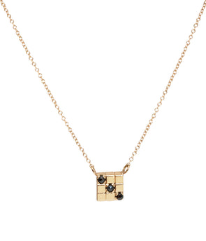 14k square necklace with black rose cut diamonds