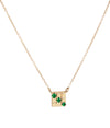14k square necklace with tsavorites